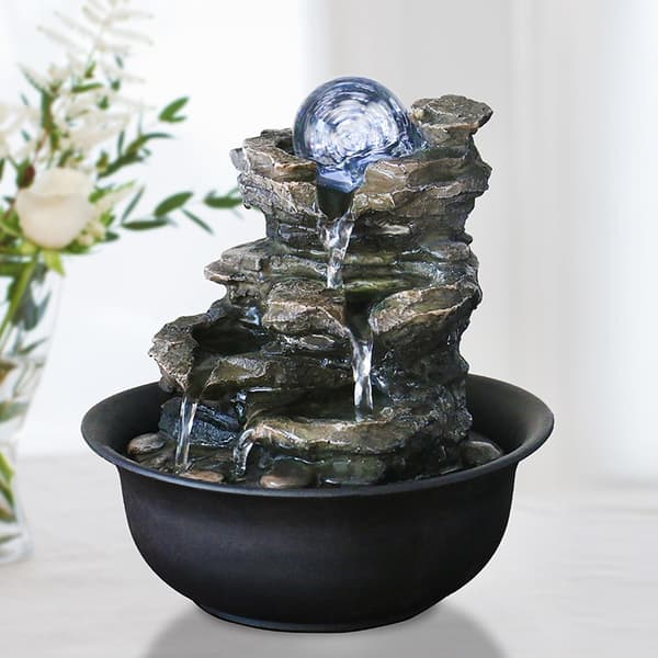 Little Rock springvand i polyresin, mørkebrun, 20 x 20 x 23 cm