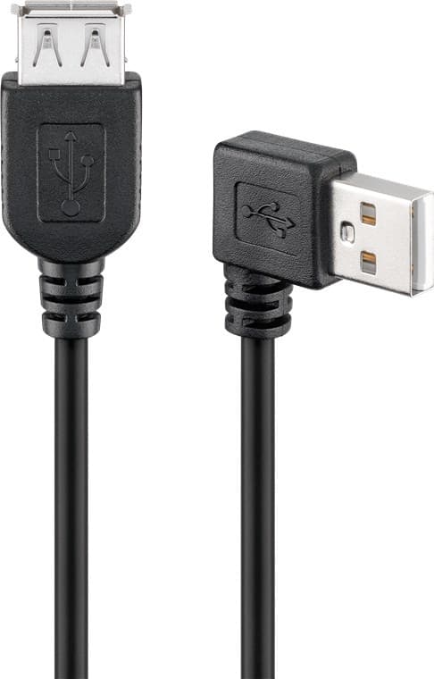 USB-A forlængerkabel 90°, 0,15 m, sort