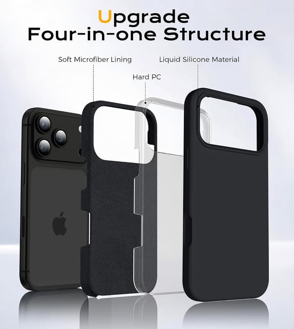 iPhone 18 Pro Max Cover, Flydende Silikoneetui, Sort iPhone18PROMAX