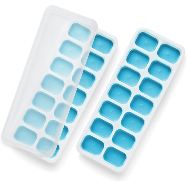 2-pack Silikon Isbitsformar med Spillfria Lock, Lätt att Ta Bort Form, Flexibla Silikon Isbitsformar (2-pack Blå)