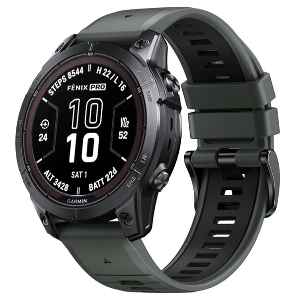Stilfuld hurtigmontering til Garmin Fenix 7X Pro Sort+Grøn Black+Green
