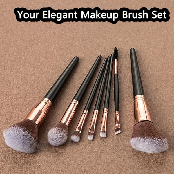 7 stk. Make Up Børstesæt, med Kosmetiktaske, Rejse Makeup Sæt, Sort
