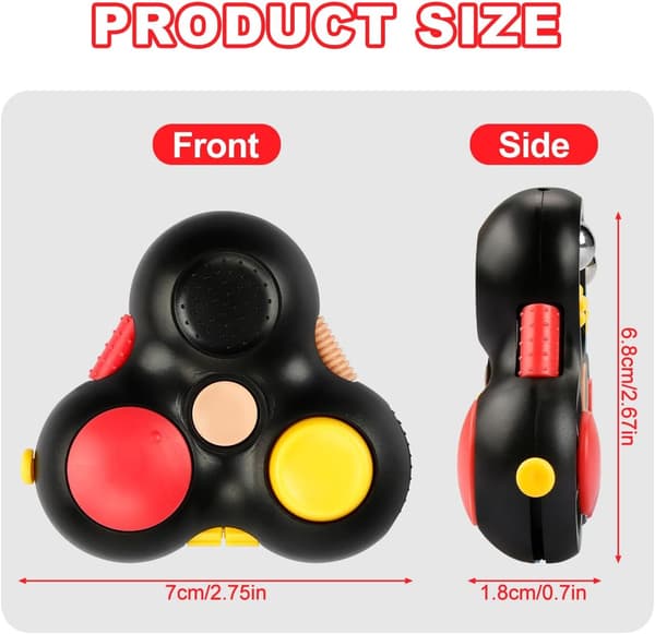 Fidget Pad - 11 Funktion Legetøj til Stress- og Angstdæmpning - Perfekt Spil til ADHD, ADD (Sort) Black