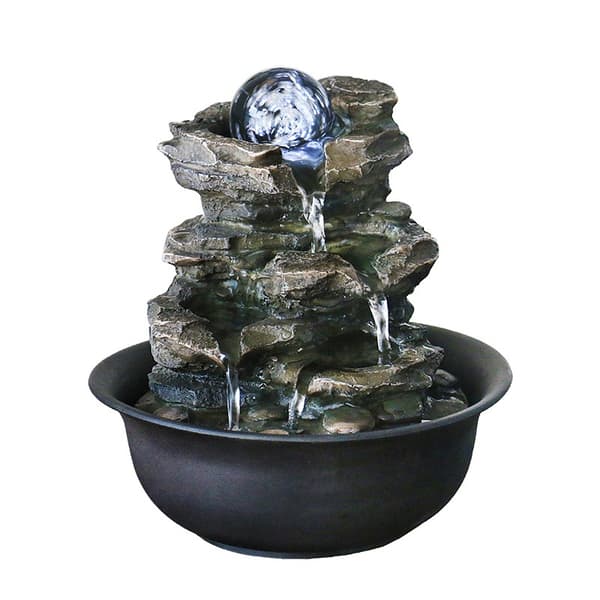 Little Rock springvand i polyresin, mørkebrun, 20 x 20 x 23 cm