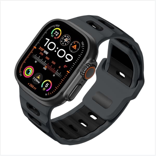 Stilfuld silikonerem til Apple Watch Series 1-10 Sort Black