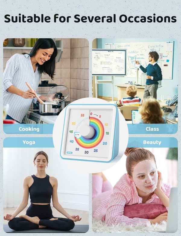 Visuel timer til børn, 60 minutters visuel nedtællingstimer til undervisning i klasseværelset, madlavning, tidsstyringsværktøjer til børn