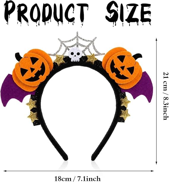 Halloween gresskarhodebånd for kvinner og jenter, 1 pakke (21cm*18cm)