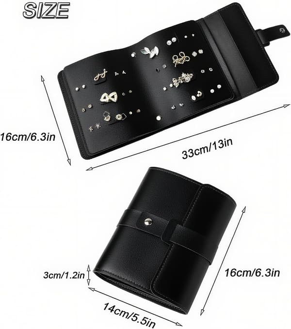 Øreringeholder Organizer med foldbart bogdesign, sort black