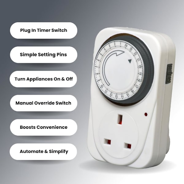 24-timmars Segment Timer Switch - Energisparplugg Standardstorlek - Programmerbar Tidskontroller