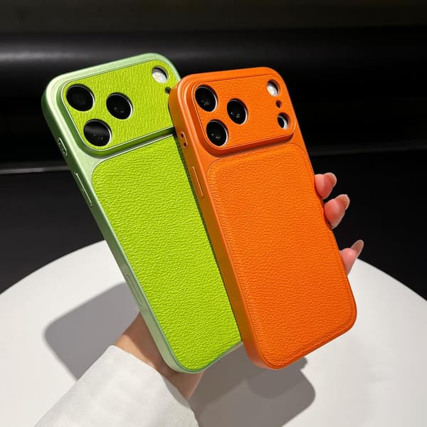 Mobildeksel med skinntekstur, iPhone 15-deksel, kaffe iPhone 15