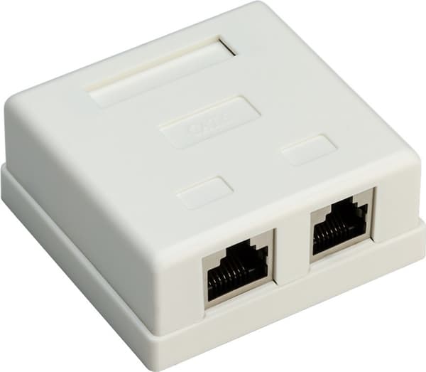 2-ports RJ45 samledåse, CAT 6, STP, hvid