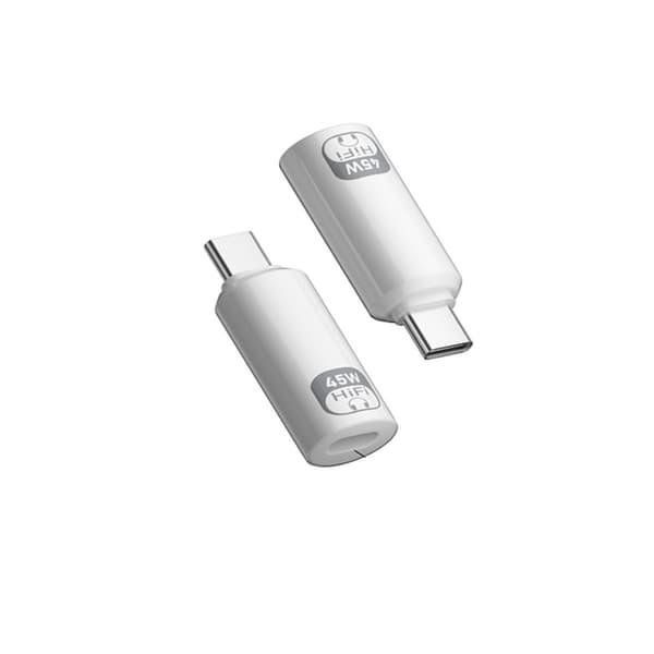 3-i-1 Lightning- og Type-C-adapter kompatibel med iPhone - Rask lading og Hi-Fi-lyd Hvit White