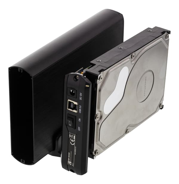 Eksternt kabinett for 1x 3,5\" SATA harddisk, USB 5 Gb/s, svart