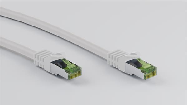 RJ45 patchkabel med CAT 8.1 S/FTP råkabel, AWG 26, vit