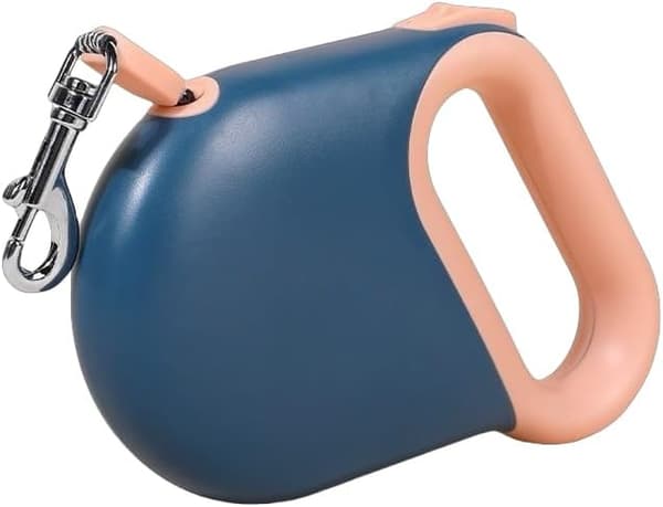 Uttrekkbart hundebånd, ABS-materiale, 5m lengde, tøff polyestertau, ergonomisk håndtak, legeringsspenne, slitesterkt, for hundelufting (blå) blue