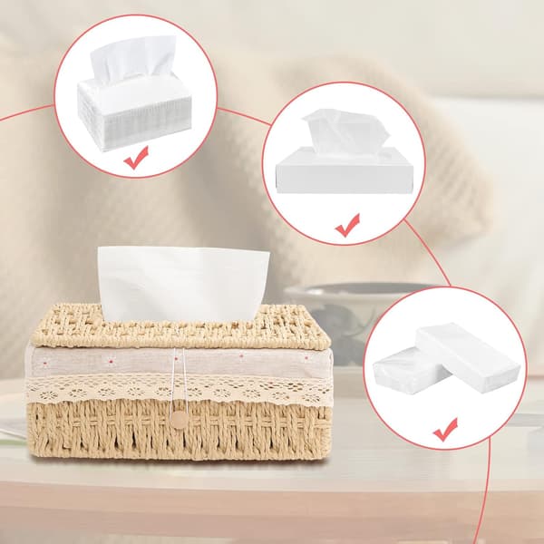 Papir Reb Tissue Box, Dekorativ Foret Tissue Box, Boho Tissue Organizer Box 24x14x10cm
