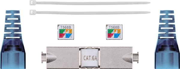 Værktøjsfri kabelforbindelse \"Tynd\" CAT 6A, STP-skærmet
