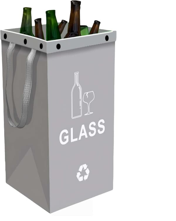 Resirkuleringspose, sammenleggbare sorteringssekker for papir, plast, glass | Forsterkede bærehåndtak (grå) gray
