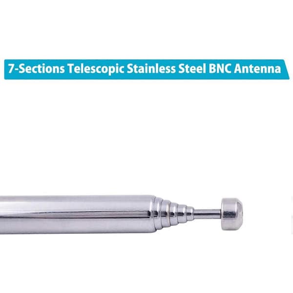 (2-pak) BNC Radioantenne med BNC Hanstik Adapter Teleskopisk Rustfrit Stål HF V