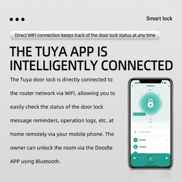Smart dörrlås Fingeravtryck Tuya - TTLock Bluetooth Biometrisk Nyckellös Entré för Hem, Lägenhet, Hotell, Skola Silver Silver