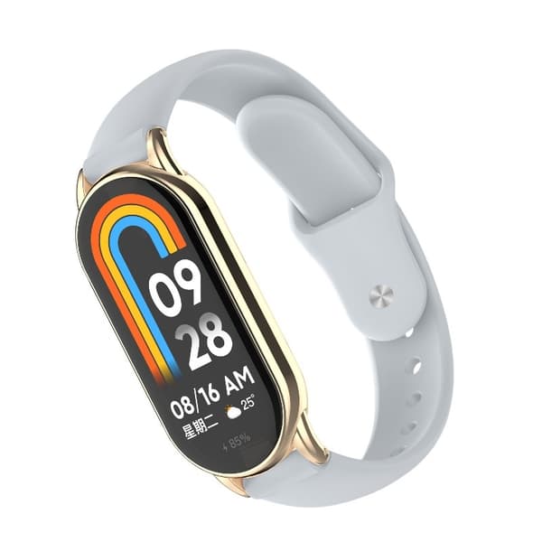 Silikonerem til Xiaomi Mi Band 8/9 (Rem + Stik) - Komfortabel og fleksibel rem til dit smartwatch Lysegrå LightGrey