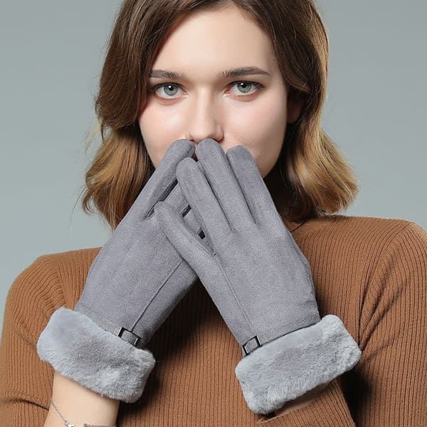 Ruskindshandsker til kvinder Touchscreen Vinter Varm Grå 76 Grey