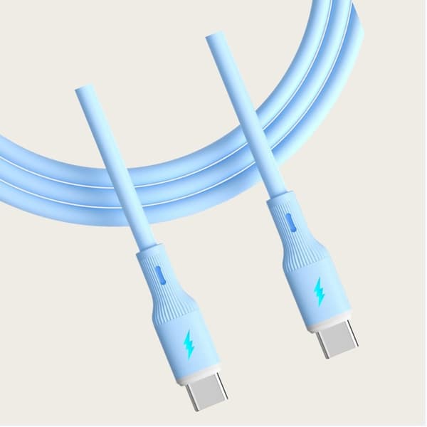 66W USB-C till USB-C snabbladdningskabel - Silikon, 100cm - För snabbladdning och dataöverföring Blå Blue