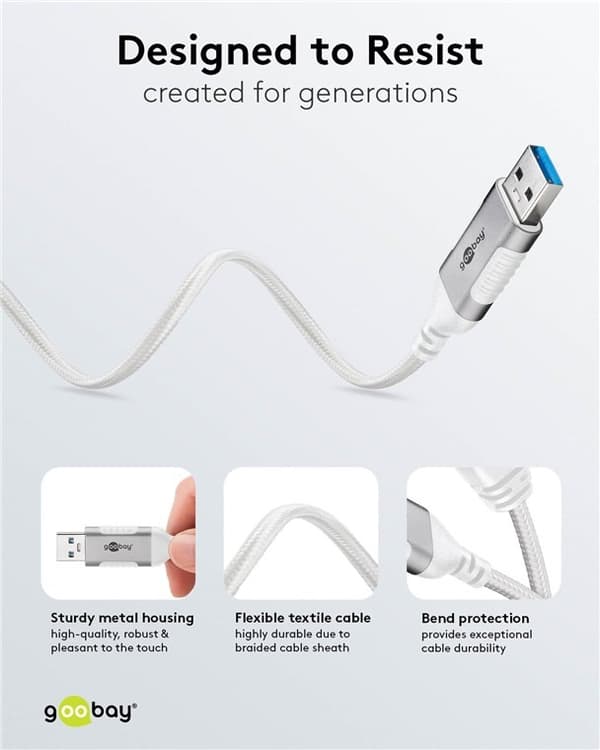Ethernet-kabel USB-A 3.0 til RJ45, slank, 5 m