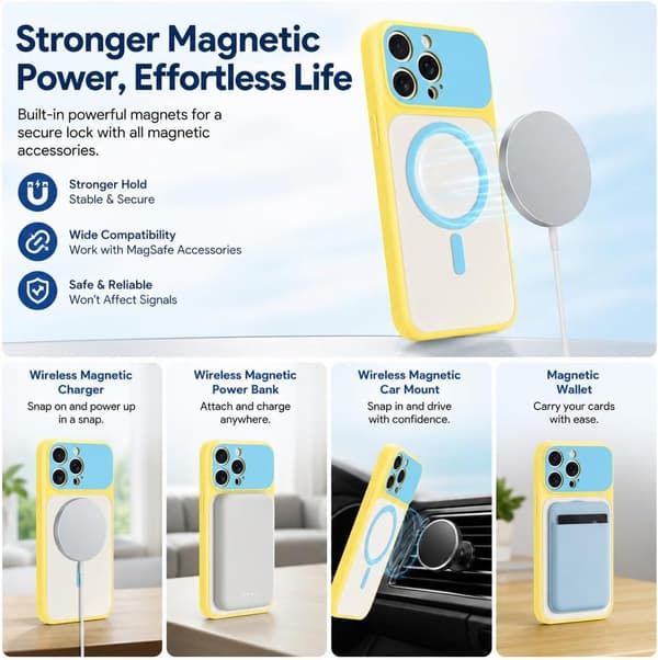 iPhone 15 Pro Magnetisk Cover Kontrast Candy Farve, Hvid iphone15PRO