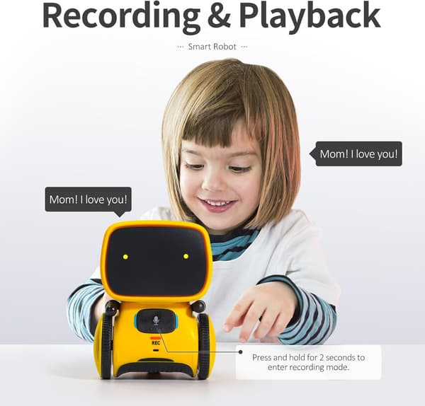 Interaktive Smarte Robotleker, Intelligente Robotleker for Barn, Jenter & Gutter Robotleker 3 År og Eldre, Stemmestyrt yellow