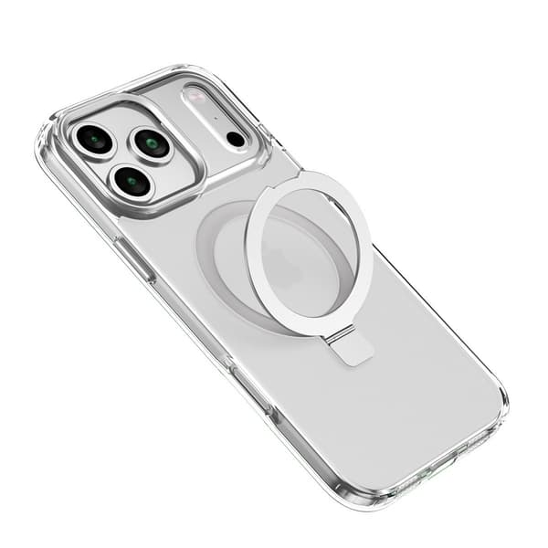 Silver magnetiskt telefonfodral kompatibelt med iPhone 14 Pro med osynligt stativ
