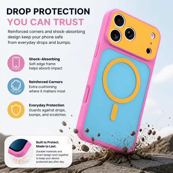 iPhone 17 Pro Magnetisk deksel med kontrastfarger i godteristil, blå iphone17PRO
