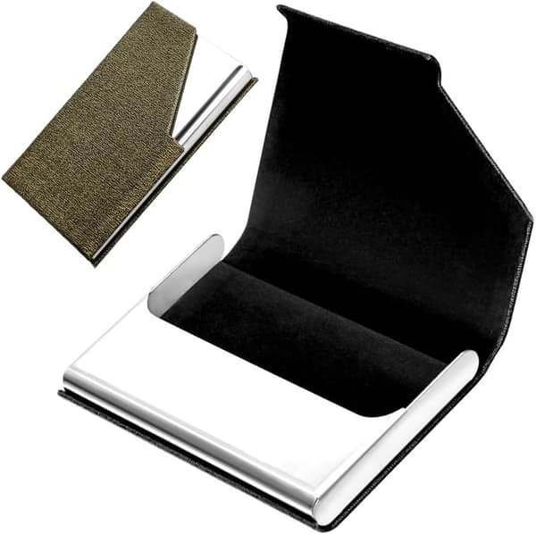 Visitkortholder, visitkortboks i rustfrit stål med magnetlukning, velegnet til visitkort. Antik bronze