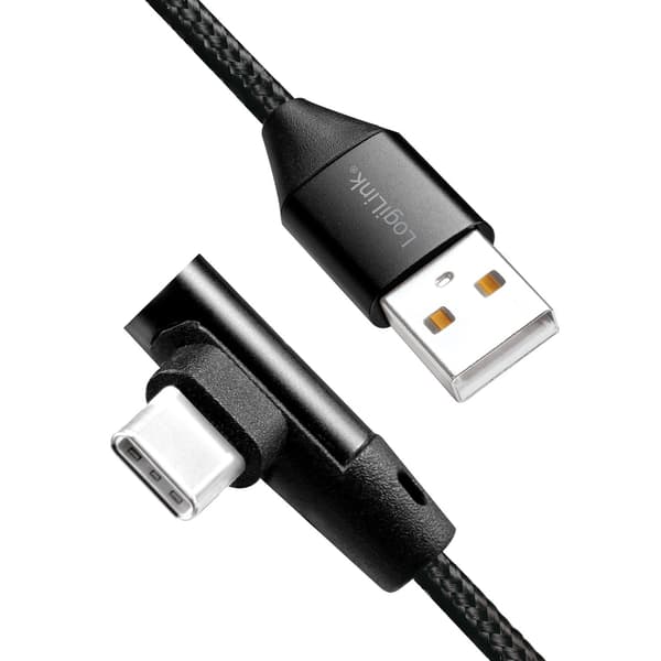 USB-A til USB-C Kabel Vinklet Flettet 15W 0.3m