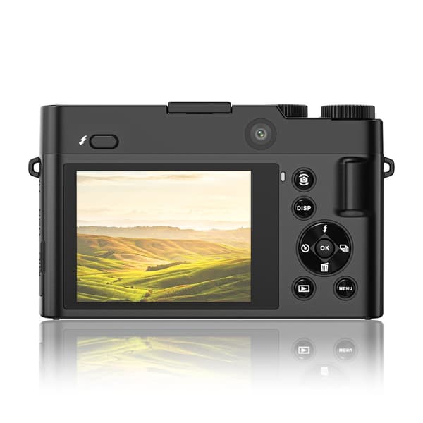 4K 64 MP digitalkamera med front- og bakkamera, 32 GB minnekort (DC218)