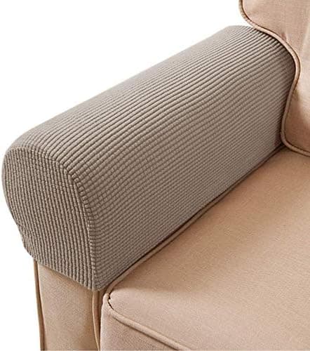 Armlenebeskyttere for lenestoler og sofaer, sklisikre, sett med 2, strekkbare, sandfarge.