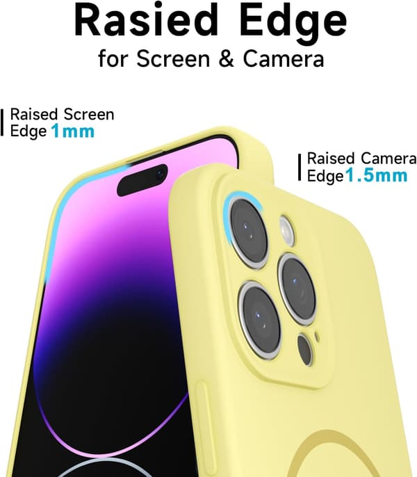 Flytande silikon magnetiskt fodral för iPhone 15 Pro, GUL iPhone 15 Pro