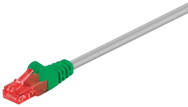 CAT 6 krysset patchkabel, U/UTP, grå, grønn