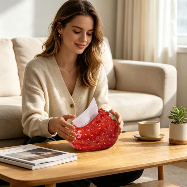 Frugtskiveformet Tissueboks Mat Tissueholder, jordbær strawberry