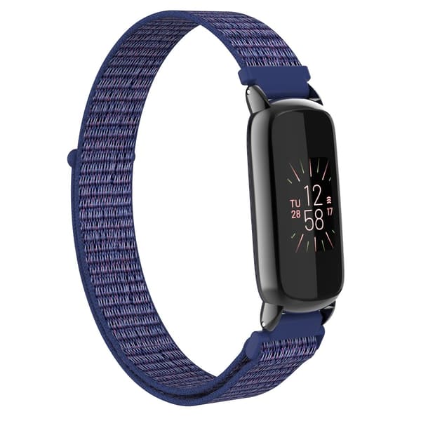 Nylon Loop Armband Kompatibel med Fitbit Luxe - Justerbart Sportarmband Blå Blue