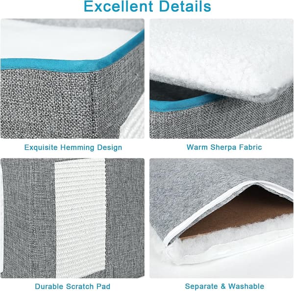 Foldbar Kattehule Seng, Kattekubehus med 2 Vendbare Puder & Kattebold, 41 x 41 x 35 cm, Grå