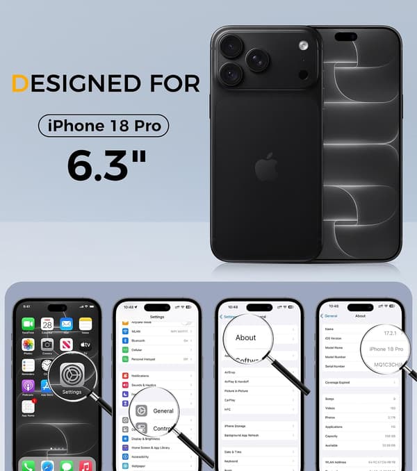 iPhone 18 Pro -suojakuori, nestesilikonikuori, musta iPhone18PRO