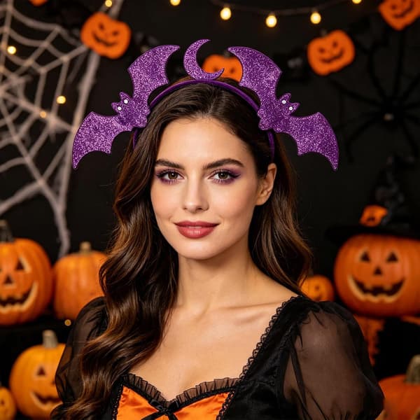 Violetti kimalteleva lepakko-kuu-panta Halloween-hiusasusteet (17cm×18cm) purple