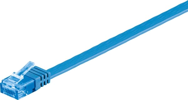 CAT 6A fladt patchkabel, U/UTP, blå