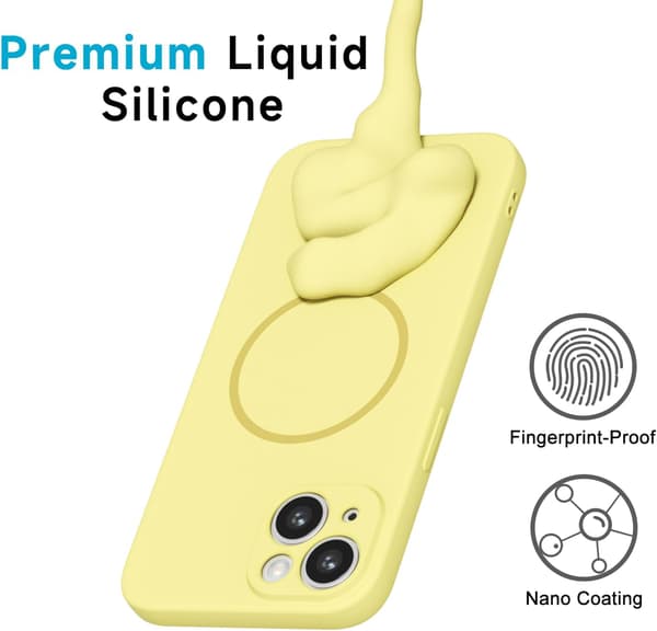 Flydende silikone magnetisk etui til iPhone 13, GUL iPhone 13