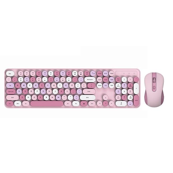 2.4G Trådlöst Tangentbord och Mus-paket - Tyst, Ergonomiskt, Batteridrivet, Kompatibelt med Windows, Mac och Linux