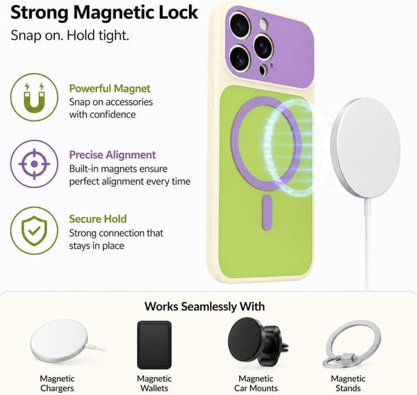 iPhone 15 Pro Max magnetisk deksel i kontrastfarger, rosa iphone15PROMAX