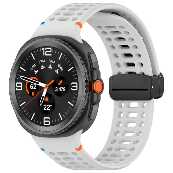 Silikonerem med magnetlås og åndehuller til Samsung Watch 8 og 8 Classic - Beige Lysegrå LightGrey