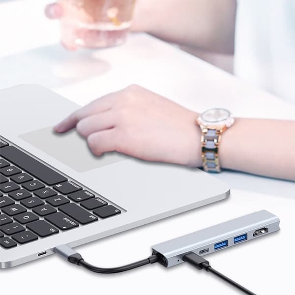 5-i-1 USB-C til HDMI-hub 4K med USB-C data og 100W PD-lading, kompatibel med Macbook/Huawei/Apple