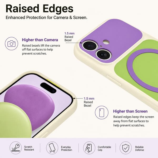 iPhone 16 Plus Magnetisk Cover Kontrast Candy Farve, Pink iPhone16PLUS